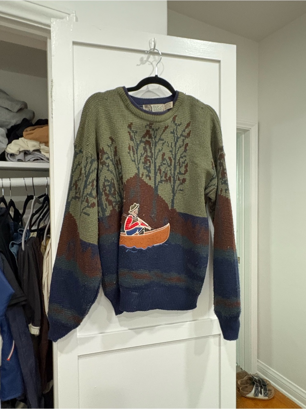 Men's Green & Navy Canoe Graphic Knit Sweater